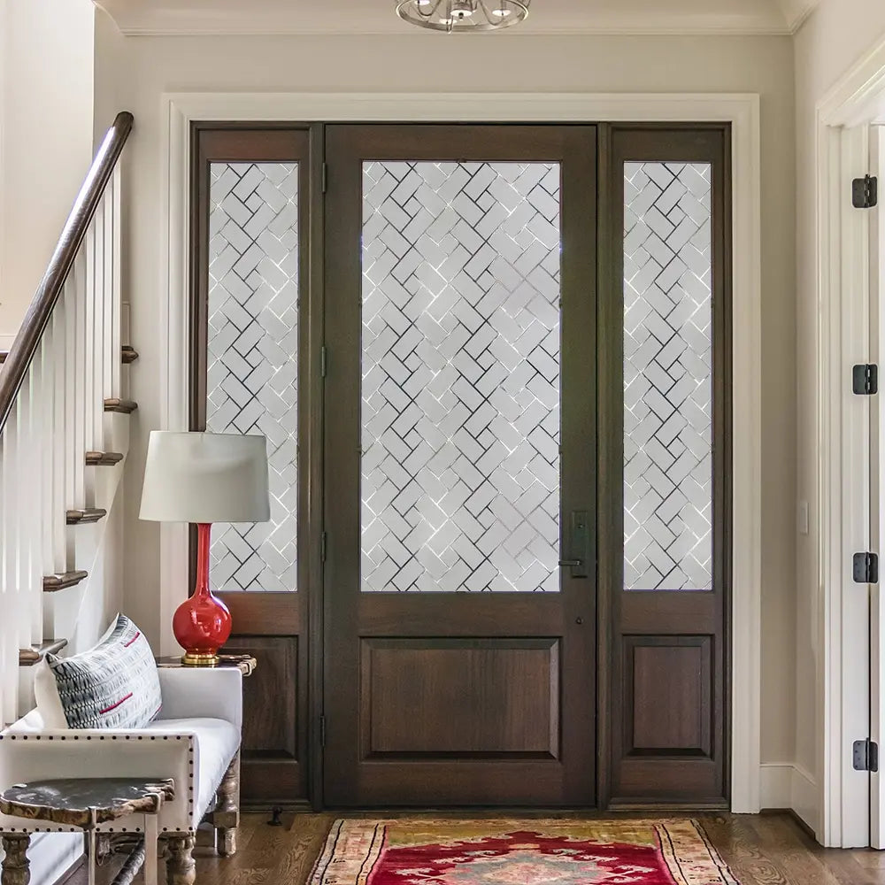 1pc 44.5cm Decorative Geometric Pattern Removable Window Film, Privacy Glass Sticker, UV Protection, Universal Fit for Doors and Windows, Window Stickers