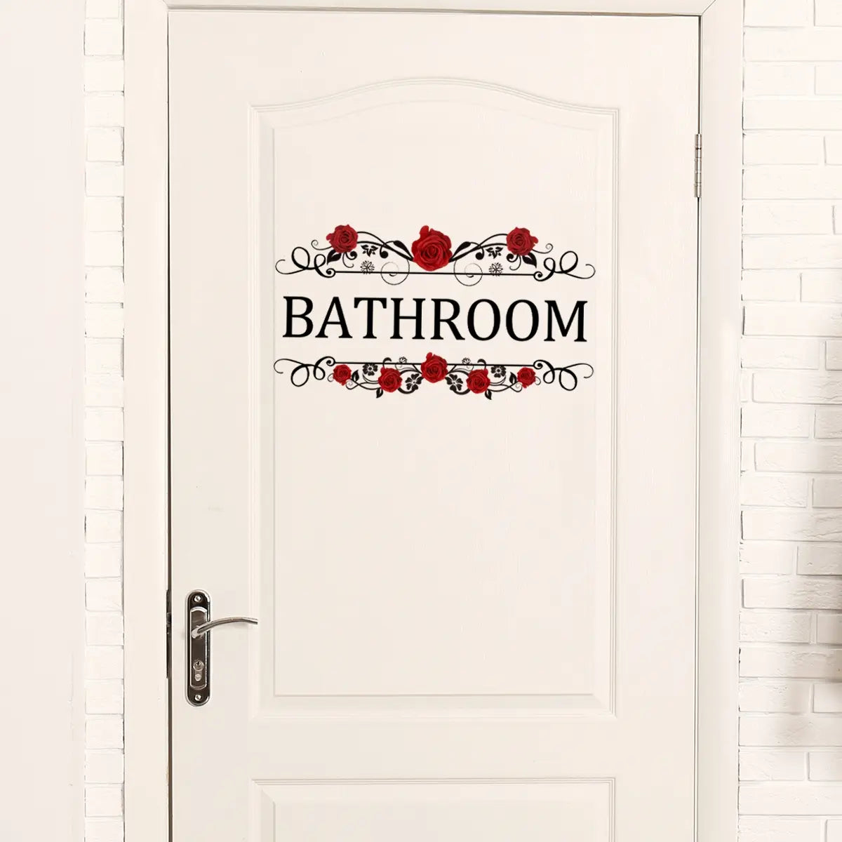 A red rose English Bathroom wall sticker, door sticker, bathroom home decoration sticker, floral wall decals, flower wall stickers, Decorative Wall Sticker, self-adhesive and removable CT2038-KQ