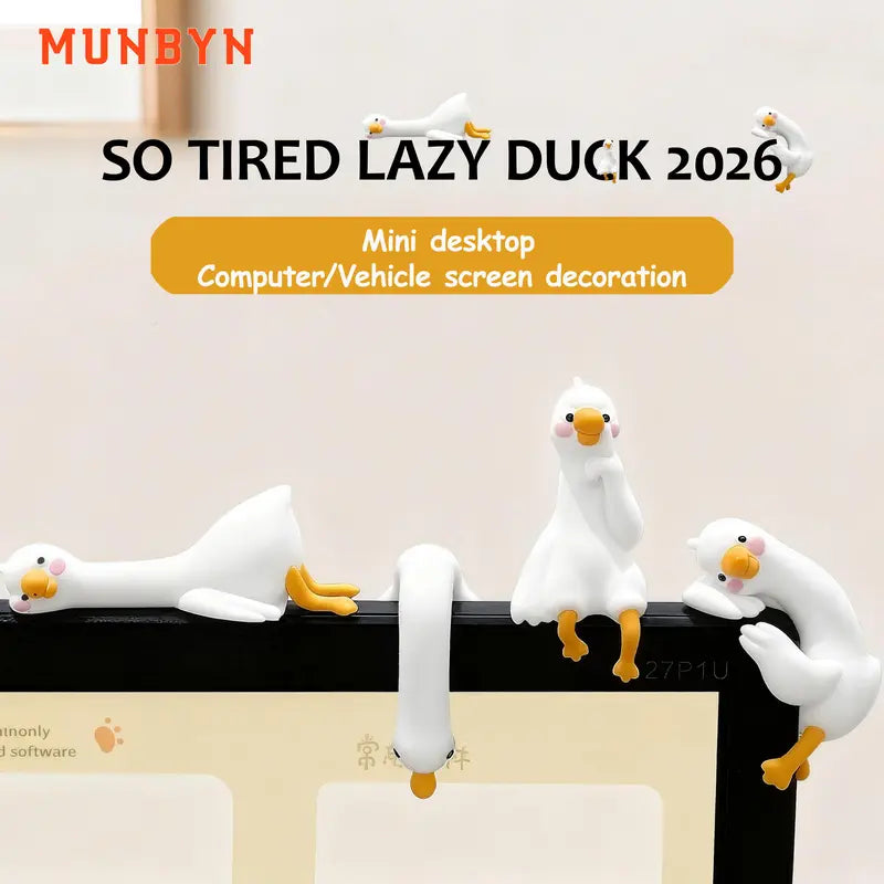 MUNBYN 3-4pcs Cute Collectible Cartoon Goose Figurines - 2026 New Office Stationery Supplies, Whimsical Home Decor, Desk Accessories, Room Accents, Mini Coworker Gifts, Cute Figurines