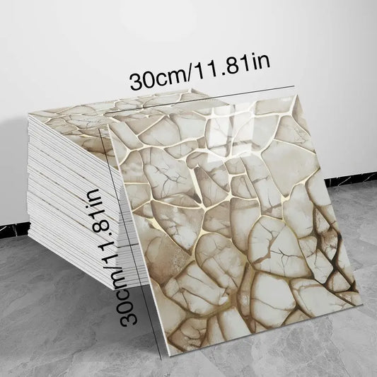 10/20/30 Sheets Thickened Marble Look Self-Adhesive Tile Stickers, Waterproof Anti-Mildew, Easy Peel & Stick Decorative Decal Wall Decal Kitchen Bathroom Wall Decor, Waterproof Wall Decals