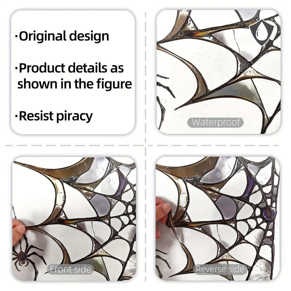 Halloween Spider Web Static Glass Sticker, Decoration Sticker, Double-Sided Visible, 20 Wires, Self-Adhesive Window Decor, 11.81 X 11.81 Inches, D12001-Yx