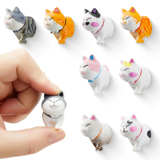 Cute Cat Design Fridge Magnet, 9 Counts/set Cartoon Cat Fridge Magnet Decoration, Home Decor for Kitchen, Kitchen Accessories, Room Decor, Refrigerator Decorating Magnet, Refrigerator Magnets Decorative, Refrigerator Magnets Set