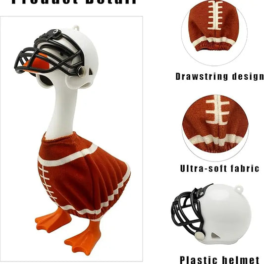 7 Inch Magnetic Desk Goose Plastic Football Costume Set (2 Pcs with Helmet & Jersey) - Cute Sport Outfit for Table Decoration, Fun Office DIY Accessory, Game Day Gift, Ornaments