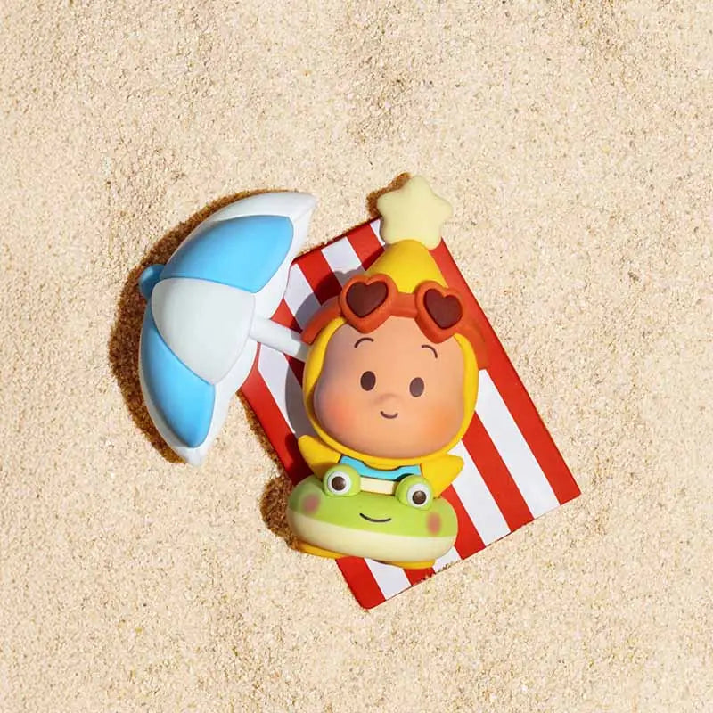 POP MART POP Bean Island Vacation Series Collectible Fridge Magnet Mystery Blind Box - Includes 1 Hidden Model, 6 Regular Models, Non-Exchangeable Blind Bag, Includes Hidden