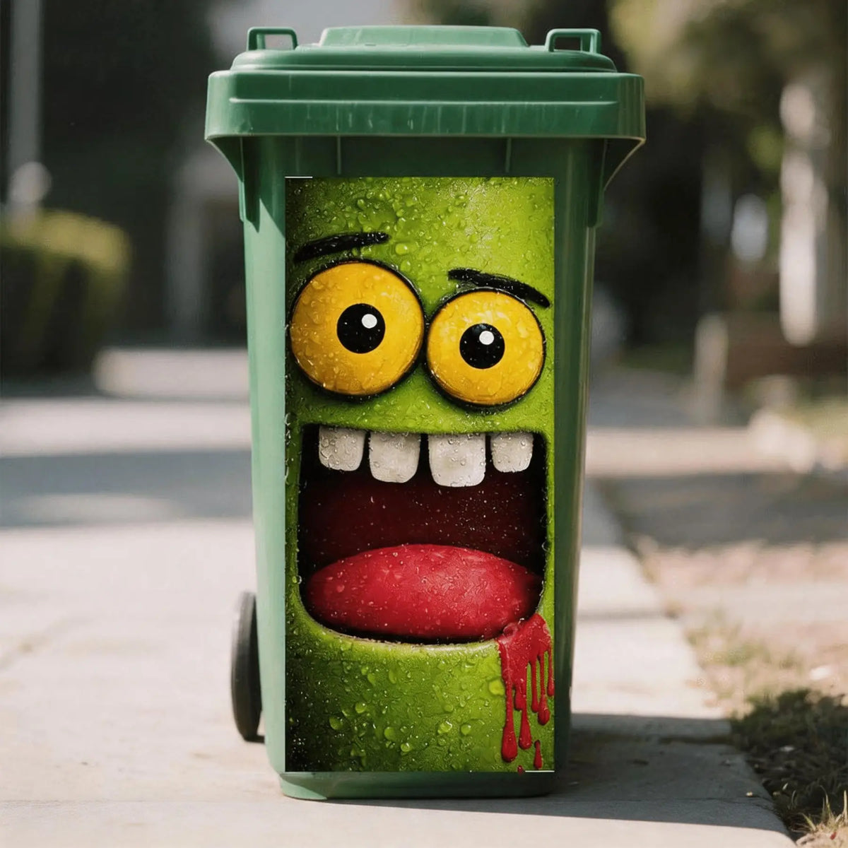 Funny Monster Face Trash Can Sticker, Self-Adhesive PVC Decorative Wall Decal, Graphic Decal, Waterproof Durable, High Gloss, Easy Peel, Indoor Outdoor Decor, Home Decor, Wall Stickers Decorations