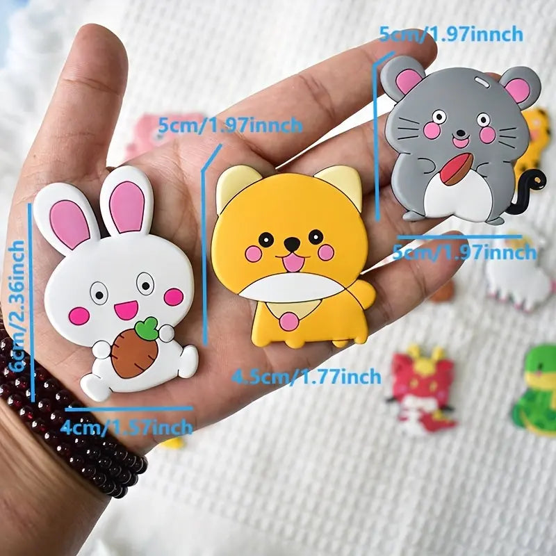 Cute Animal Refrigerator Magnets Set, 12pcs Magnetic Fridge Magnets for Kids, Rabbit Pig Tiger Cow Design, Perfect for Whiteboard & Shelf Use, Home Decor, Toddler Fridge Magnets