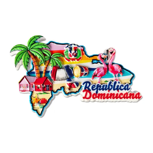 Resin Dominican Republic Refrigerator Magnet - Caribbean Travel Souvenir, Graduation Gift, Magnetic Refrigerator Magnets with Letters & Architecture, Casual Home Decor for Office Whiteboard, Kitchen Cabinet