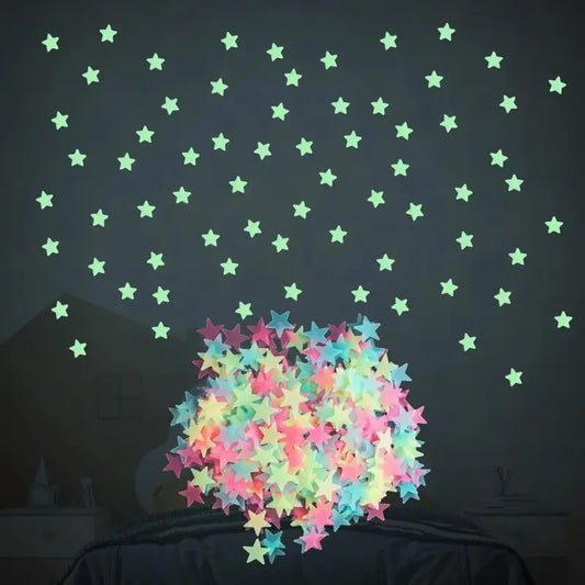 2Pcs Star-Shaped Luminescent Resin Rubber Wall Stickers - Multicolor Cute Accessories, Removable Peel-and-Stick Setup Saves Decor Time, Fluorescent Glow, Geometric Home Bedroom Decor, Gifts