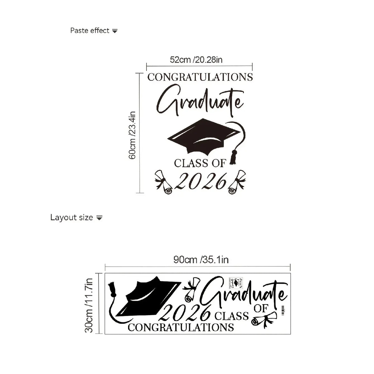 Graduation Season English Decorative Wall Stickers, Home Decor Stickers, Removable Design PVC Material Self-Adhesive, Suitable for Hotels, Office, Bedroom, Living Room, Kitchen, Classroom, School, Congratulations, Wall Art Stickers