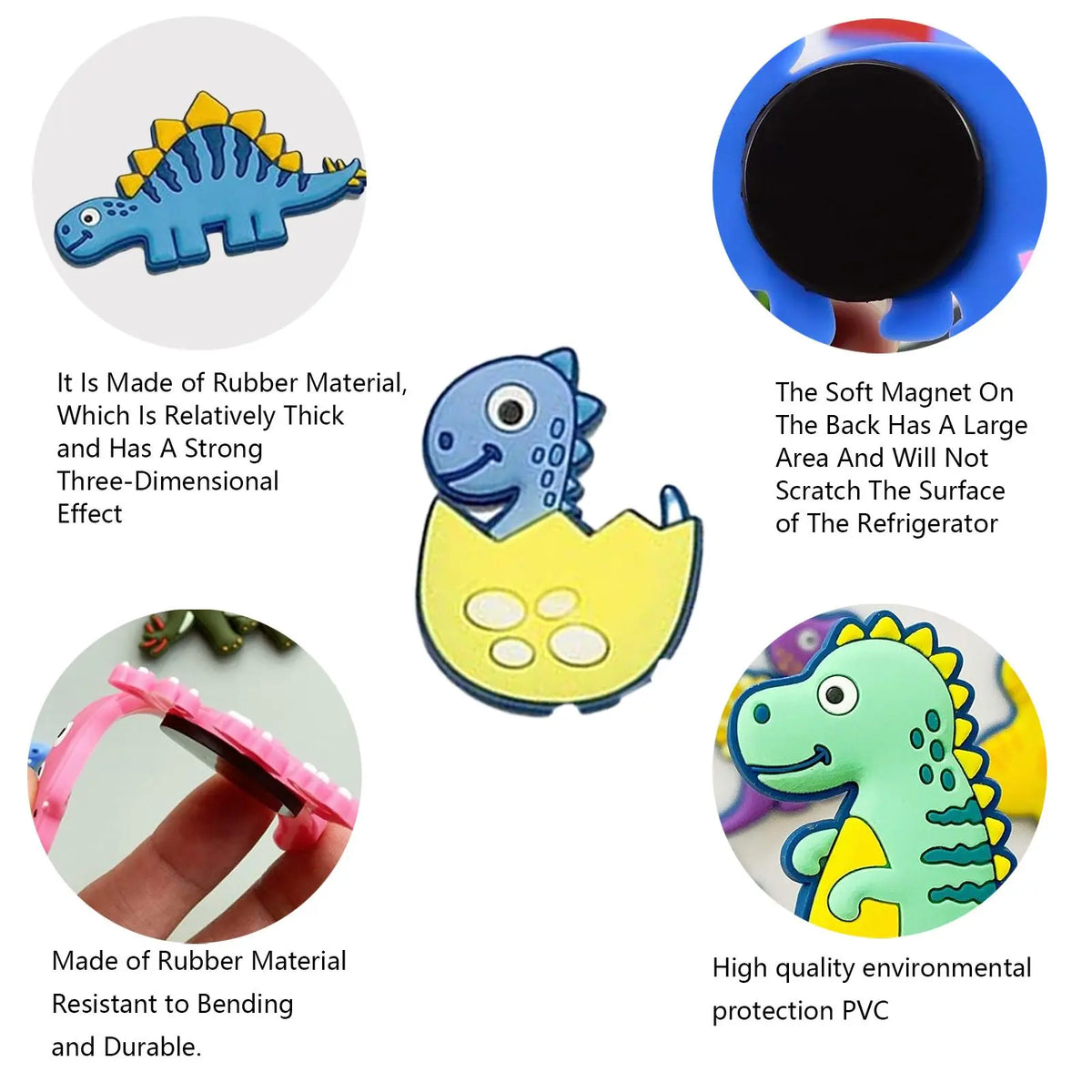 Cartoon Dinosaur Pattern Fridge Magnet, 12pcs Mini Cute Animal Cartoon Fridge Magnet, Fridge Decorative Magnet for Home Kitchen Refrigerator, Refrigerator Decorating Magnet, Refrigerator Magnets Set