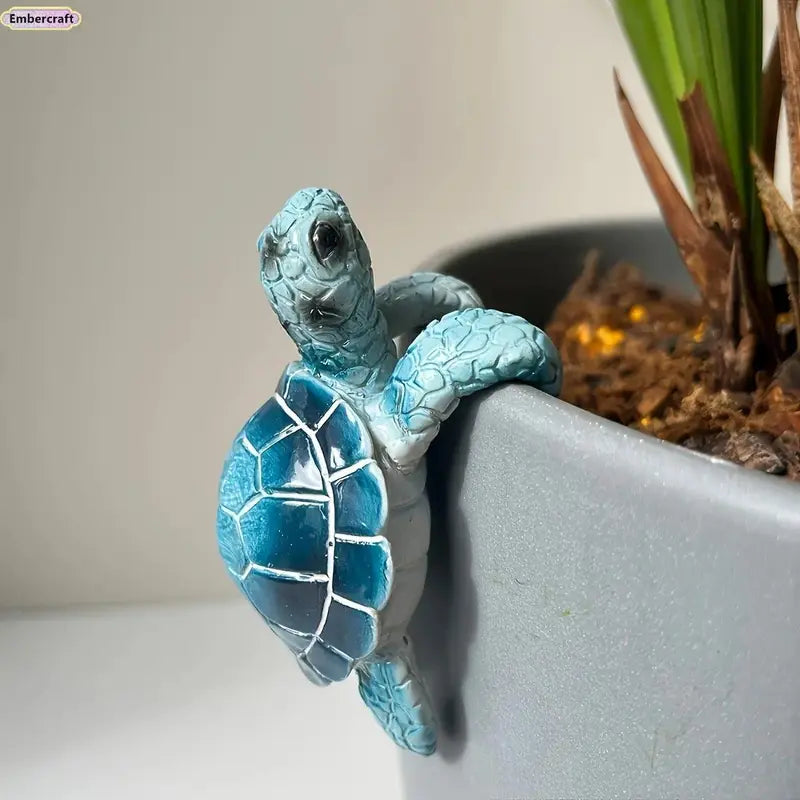 Cute Resin Turtle Decor Figurine - Waterproof PVC Coastal Beach Fashion Accessory, Decorative Sculptures for Everyday Outdoor Entryway Plants, Baroque-Style Home & Garden Accent Resistant to Sun, Rain, Humidity