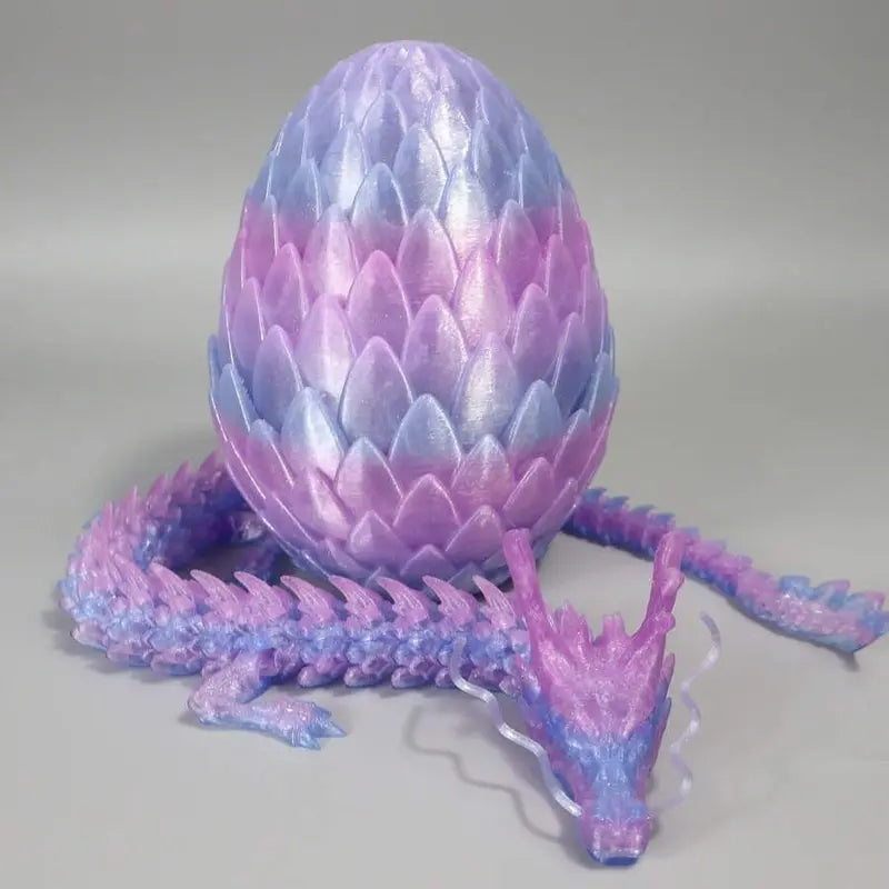 18cm Articulated 3D Printed Dragon Egg Decoration & 60cm Collectible Figurine - Home Decor, Stress Relief Articulated Fidget Figurines, Fidget Toys, Dragon Motif Ornament Gift, Fidgettoys