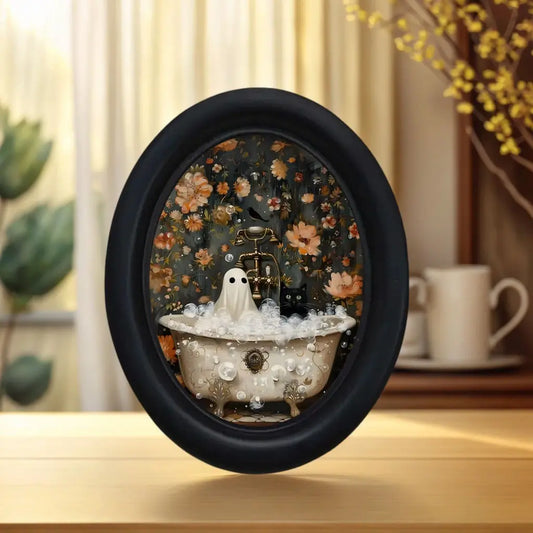 Vintage Ghost and Cat Unique Wall Decor, Gothic Victorian Style 3D Wallpaper, Handmade Photo Transfer Print, Halloween Christmas Thanksgiving Decoration, Room Decor Wall, Home Decor