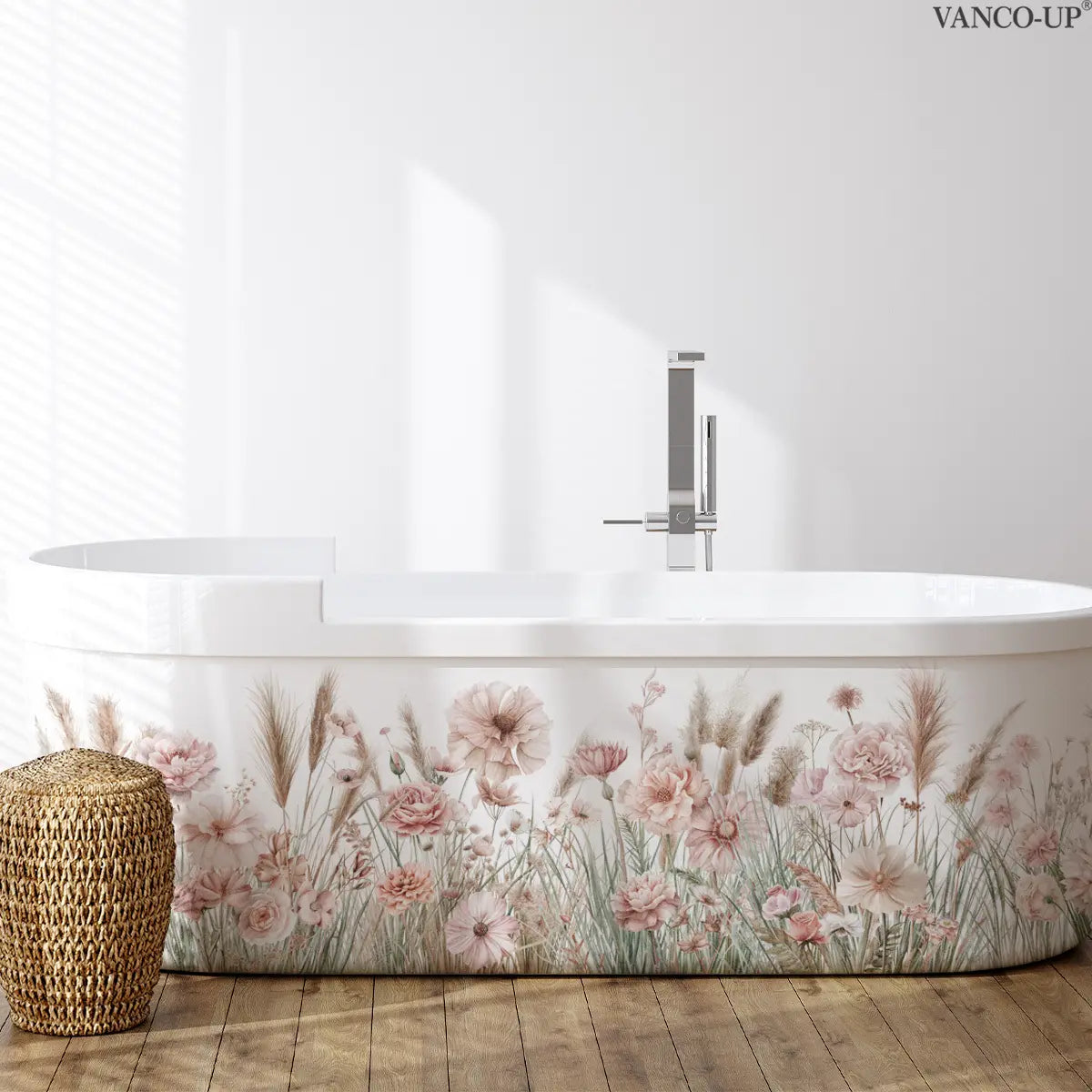 A (30*90cm) pink floral 2D flat wall sticker for home decoration and beautification, Flower Wall Stickers, M20375