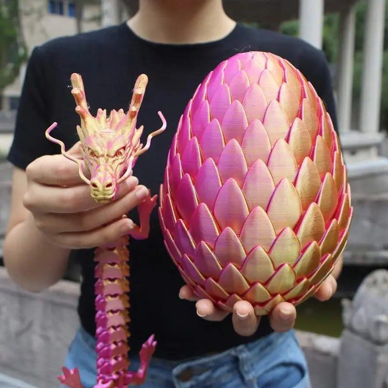 18cm Articulated 3D Printed Dragon Egg Decoration & 60cm Collectible Figurine - Home Decor, Stress Relief Articulated Fidget Figurines, Fidget Toys, Dragon Motif Ornament Gift, Fidgettoys