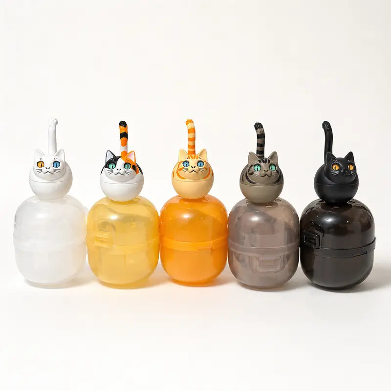 Roly Poly Cat Gacha Capsule, Wobble Cat Figurine with Following Eyes, Desktop Ornament, Car Dashboard Decor, Collectible Toy for Cat Lovers