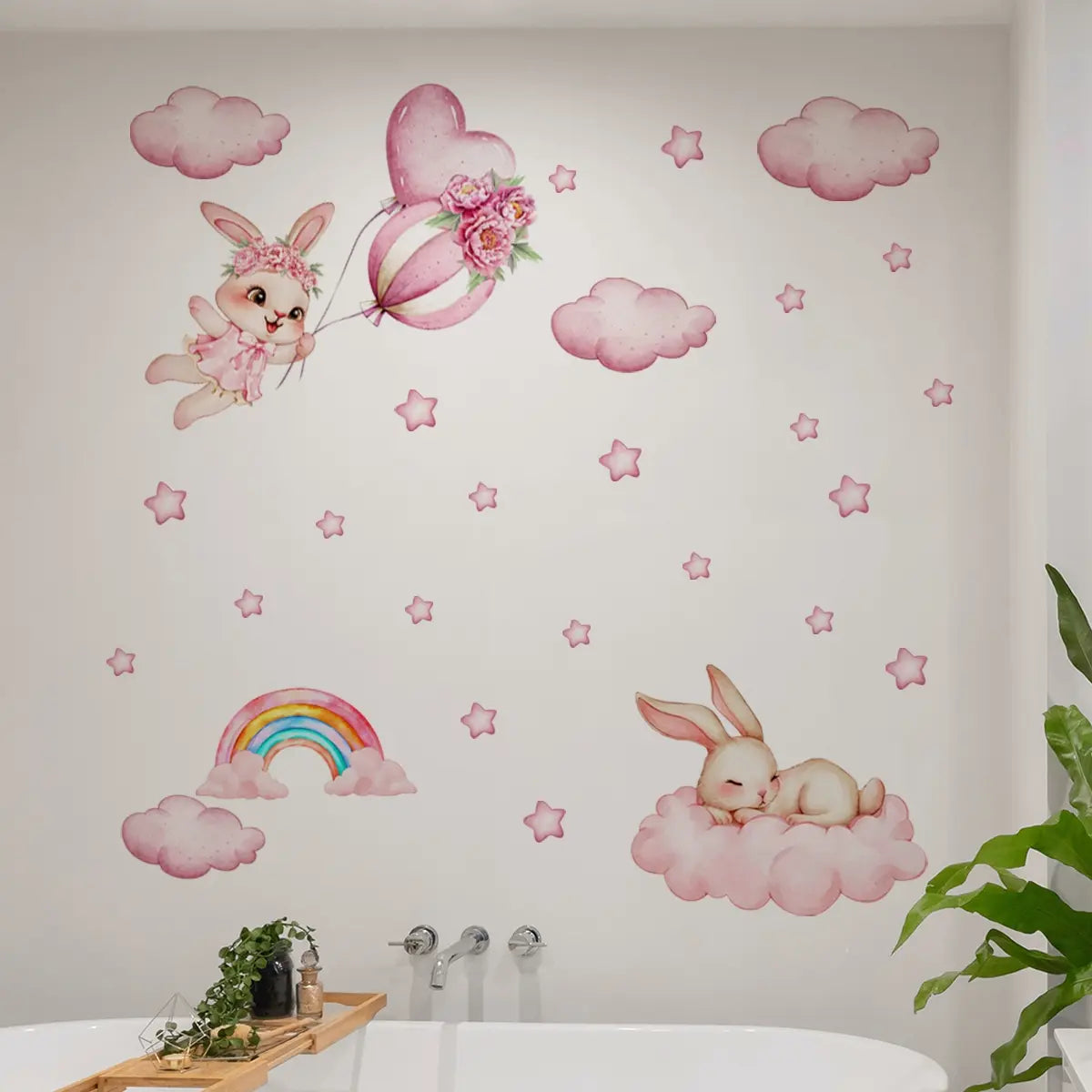 A new style of pink cloud and moon Decorative Wall Sticker for bedroom, living room, and bathroom background walls. Wall sticker for beautifying and decorating home. Stickers Decor Model M20136 Cloud shaped design Wall Decal Decoration