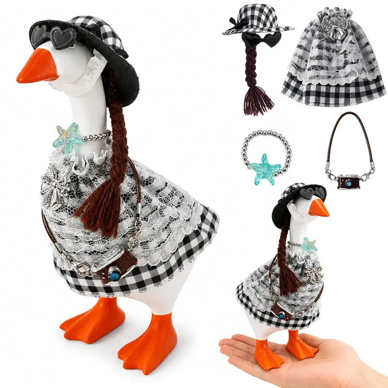 Mini 7-in Fabric Set, 7-Inch Desk Goose Charm, Hawaii Summer Outfit Accessory for Home Office Decor (Unisex), Mini 7" Goose