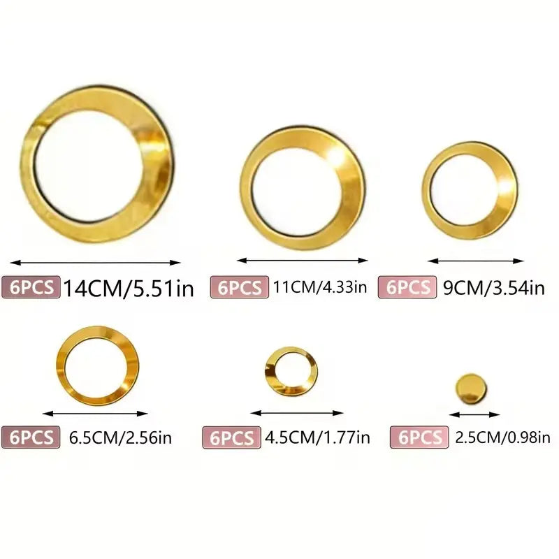 36PC Golden hollow Round Design acrylic mirror Decorative wall sticker, Decorative Stickers, suitable for home decoration, living room, bathroom, bedroom, lintel decoration, DIY Removable wall sticker