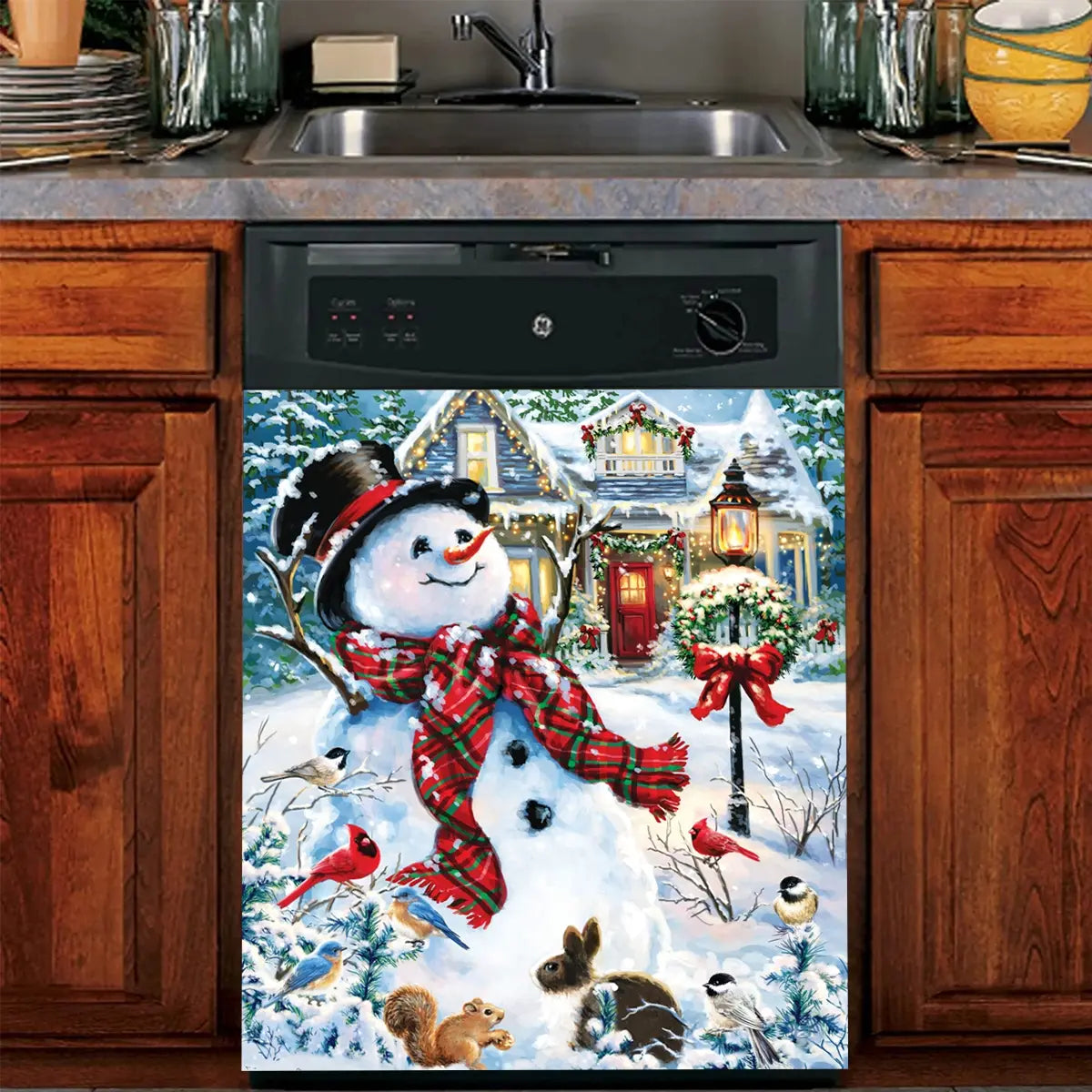 2pcs Truck & Merry Christmas Magnetic Decorative Dishwasher Stickers, Sticker Decoration, Festive Home Decor, Appliance Decals for Refrigerator, Washer, Dryer