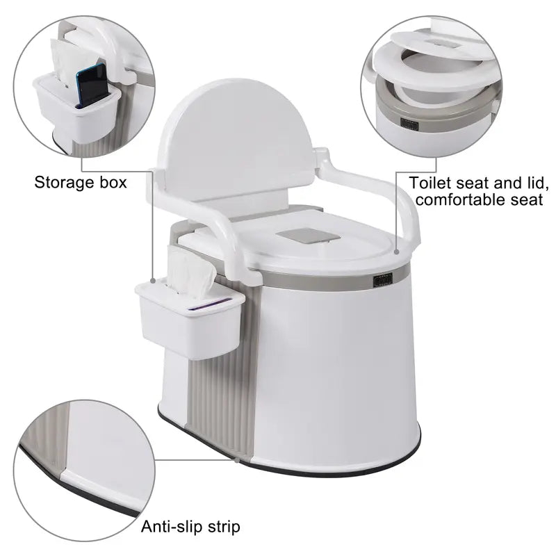 Outdoor toilet with toilet paper holder/anti-slip strip/leather cushion Suitable for outdoor RV bathrooms. Summervibes