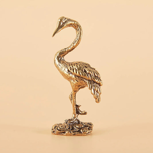 Vintage Brass Crane Statue, Antique Craftsmanship Decorative Sculptures Home Decor Accent, Perfect Gift for Holidays & Seasons, Elegant Design, Home Decoration, Statues Figurines, Decoration Items