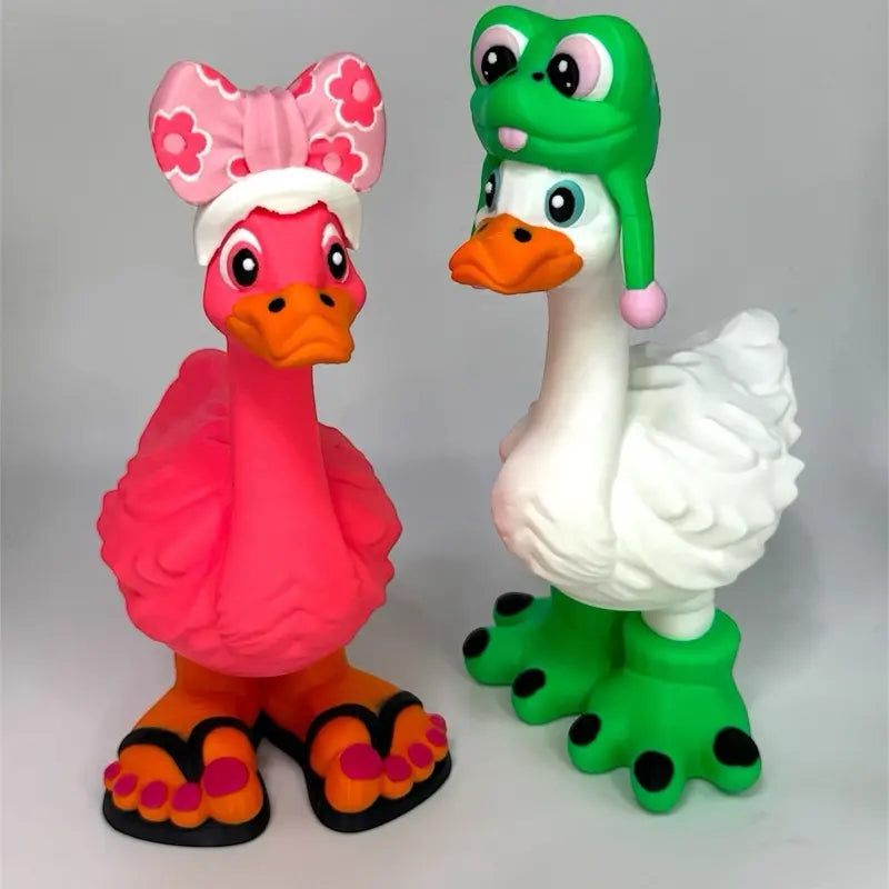 8-Inch 3D Printed Goose Figurine with Interchangeable Outfits, Shoes & Boots