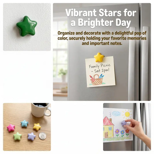 Star Shaped Refrigerator Magnet, 10pcs Mini Cute Fridge Magnet for Home Decor, Photo Message Note Holder, Kitchen Accessories-MM1