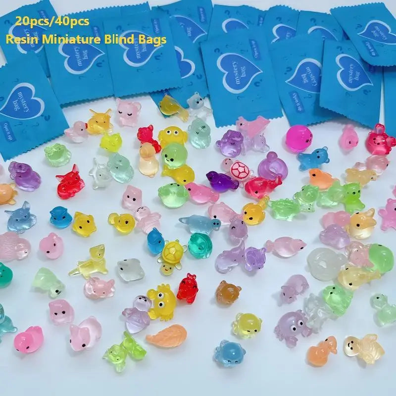 40Pcs Unisex Glow In The Dark Animal Shape Fairy Resin Mini Models - Safe Adult Collectible Figurines, Dollhouse Decor, DIY Crafts Supplies, Gift-Ready Party Favors (Assorted Designs)