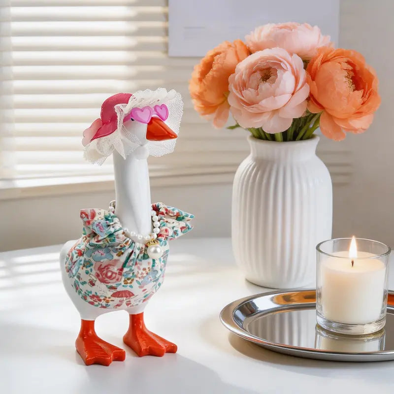 Desk Goose 22PCS 7in Polyester Outfits Set - Cute Short Switchable Dress-Up Accessories for Office Desk Figurine Decor: Hats, Sunglasses, Swim Rings, Bikini for Gifting & Special Occasions
