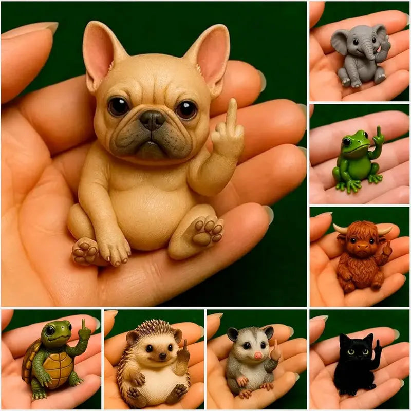 Resin Mini Finger Dog Statue - Funny Home Desktop Ornament, Office Humorous Joke Gift, Home Furnishings