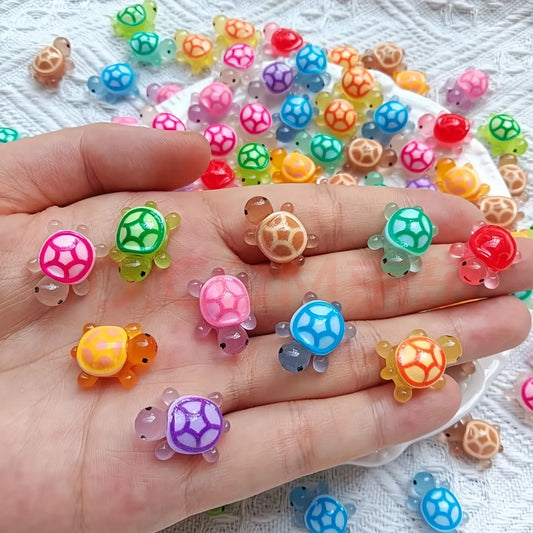 50pcs Glow-in-the-Dark 3D Turtle Toys - Assorted Colors, Fun DIY Craft Supplies for Party Favors, Gifts, and Creative Play, Creative Play Toys | Playful Design | Colorful Plastic, Resin Animals