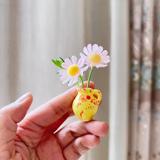 8PCS Cute Mini Ceramic Bud Vase Fridge Magnet Set - Waterproof 3D Magnetic Bottle Vases, Refrigerator Decorating Magnets for Plant Display, Ideal Home Gift