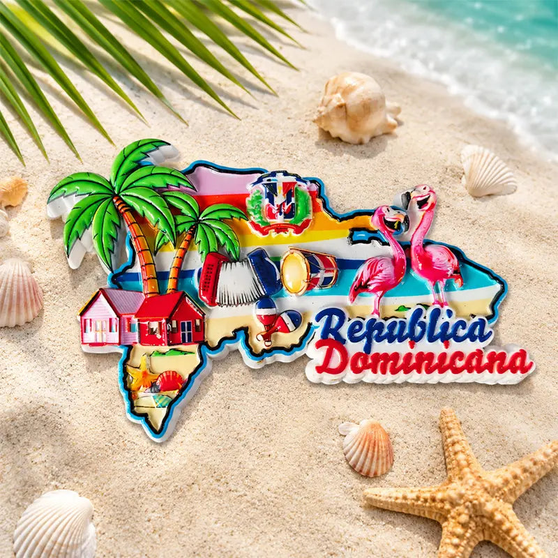 Resin Dominican Republic Refrigerator Magnet - Caribbean Travel Souvenir, Graduation Gift, Magnetic Refrigerator Magnets with Letters & Architecture, Casual Home Decor for Office Whiteboard, Kitchen Cabinet