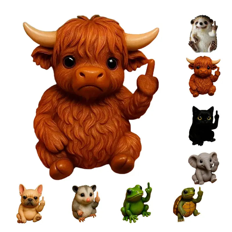 Fun Mini Middle Finger Animal Statue,Resin Middle Finger Animals Decor Statue for Desktop,Office and Car, Funny and Cute Middle Finger Humor Gag Gifts