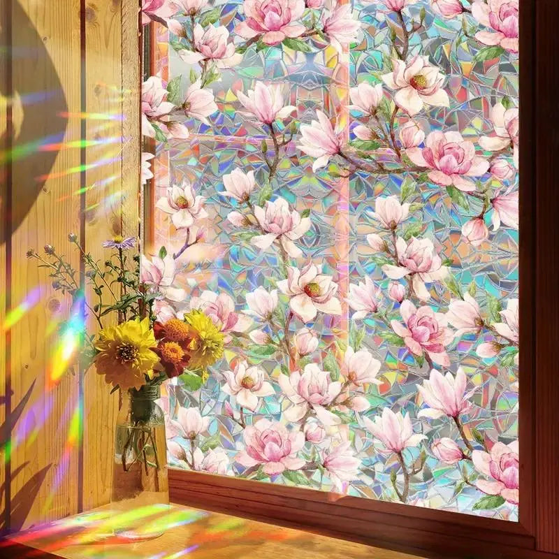 Double Sided Flower Pattern Window Film, Reusable Static Cling Window Sticker, Waterproof Sunshade Sticker, Waterproof Decal, Floral Pattern Sticker, Decorative Sticker for Home and Office Decoration, Ornaments, Interior