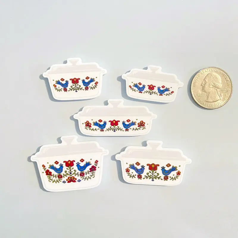 Country Festival Corningware Fridge Magnets, 70s Retro Kitchen, Corning Ware Casserole, Pyrex Magnets, Blue Birds