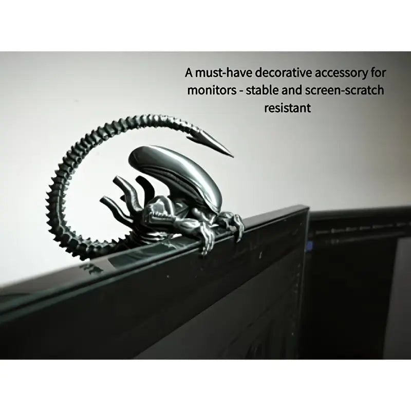 Alien Xenomorph Figure Monitor Top Decoration, Decorative Statues, Creative Desk Ornament for Gaming Room, Office Desktop PVC Collectible