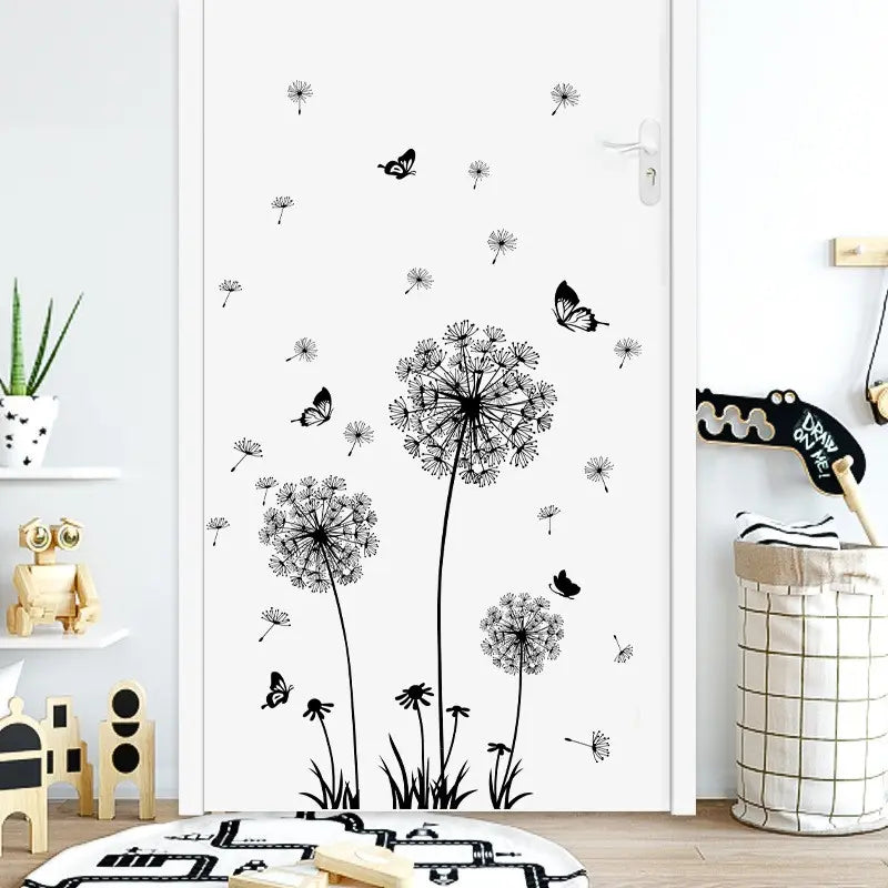 Romantic Dandelion Self-Adhesive Wall Stickers, Bedroom Living Room Background Decor, Vinyl Wall Decals for Home Decoration, Decorative Decal, Flowers, Floral Wall Decals, Flower Decals for Walls