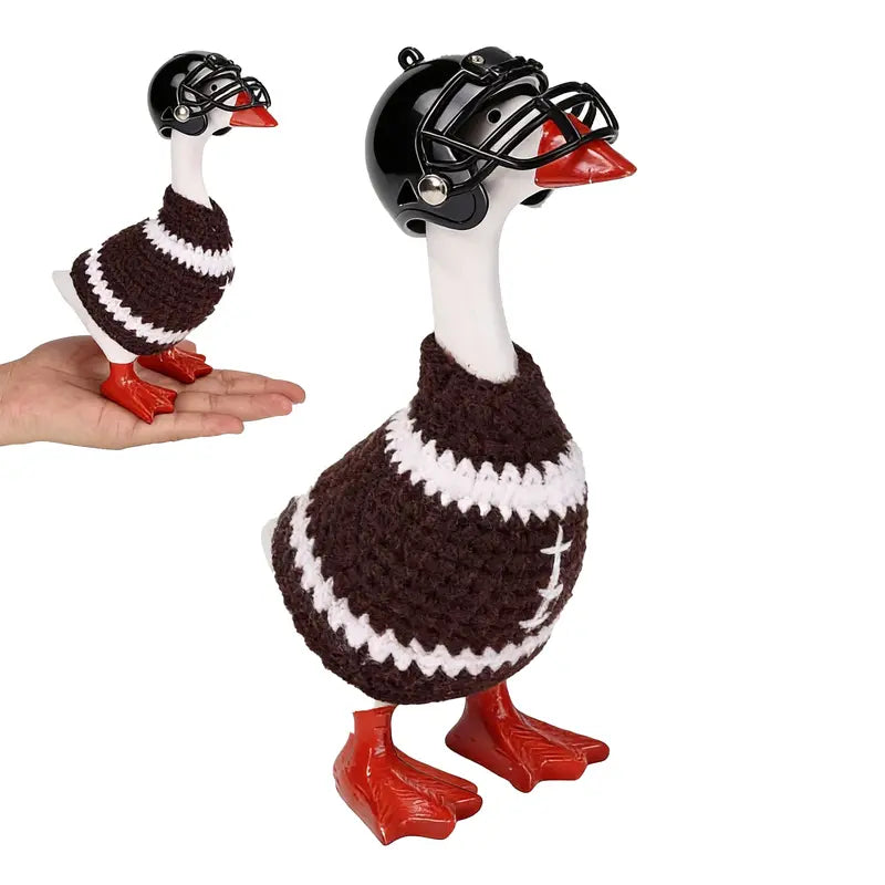 7 Inch Magnetic Desk Goose Plastic Football Costume Set (2 Pcs with Helmet & Jersey) - Cute Sport Outfit for Table Decoration, Fun Office DIY Accessory, Game Day Gift, Ornaments
