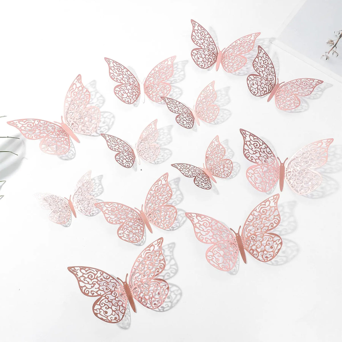 3D Butterfly Shaped Wall Sticker, Creative Hollow Out Decorative Sticker, Beautiful Paper Decal For Party Cake Home Decoration, Adhesive Stickers, Decoration Items, Wall Decals