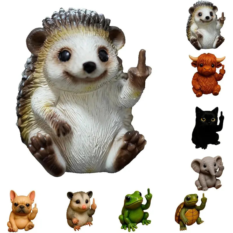 Fun Mini Middle Finger Animal Statue,Resin Middle Finger Animals Decor Statue for Desktop,Office and Car, Funny and Cute Middle Finger Humor Gag Gifts