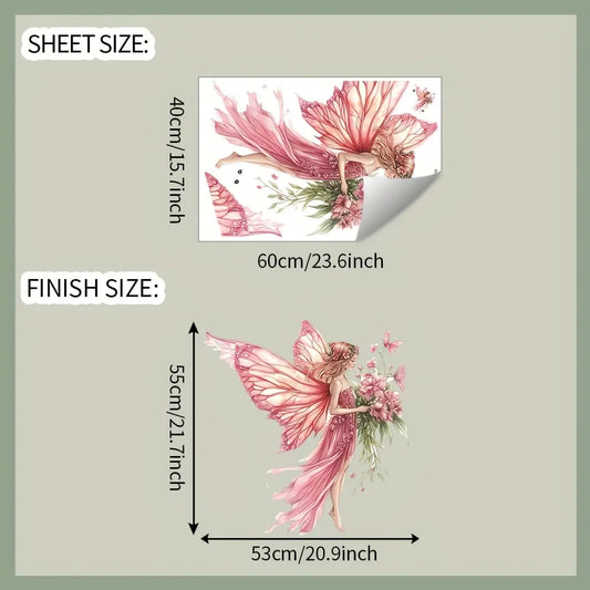 Dreamy Butterfly Fairy Flower Decorative Wall Sticker (removable), Perfect for Bedroom, Living Room, Kitchen, Office, Christmas, Halloween, Thanksgiving, New Year, Wall Art Stickers