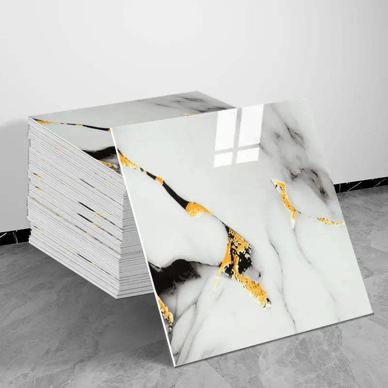 10/20/30 Sheets Thickened Marble Look Self-Adhesive Tile Stickers, Waterproof Anti-Mildew, Easy Peel & Stick Decorative Decal Wall Decal Kitchen Bathroom Wall Decor, Waterproof Wall Decals