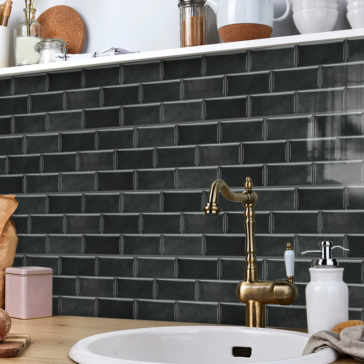 6pcs/12pcs/24pcs Faux Marble Tile Wall Stickers, Self Adhesive Decal, Waterproof Oil-proof Easy-to-Apply Design, Suitable for Kitchen, Bathroom, Living Room Wall Decoration, Decorative Wall Sticker, 5.9in x 11.8in #TOP PICKS