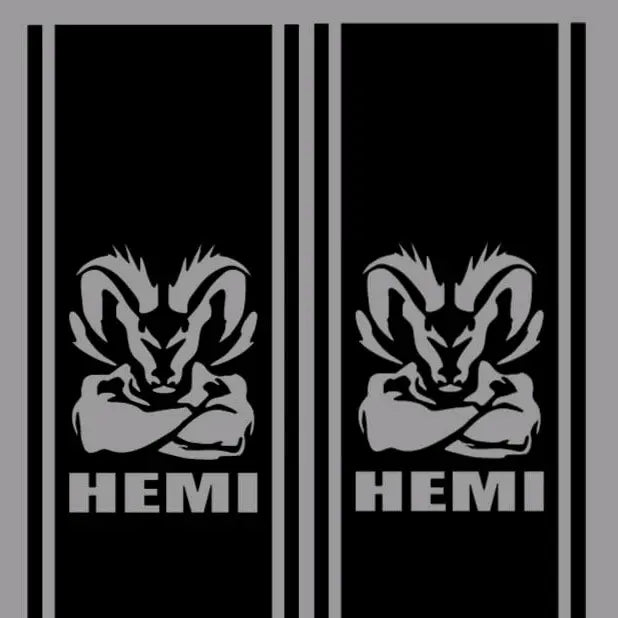 Hemi Ram with Arms crossed Bedside Decal, 10"x46", set of 2 vinyl window decal