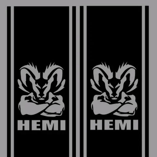 Hemi Ram with Arms crossed Bedside Decal, 10"x46", set of 2 vinyl window decal