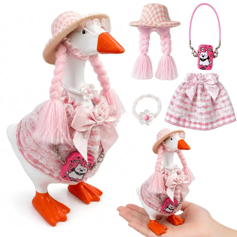 Mini 7-in Fabric Set, 7-Inch Desk Goose Charm, Hawaii Summer Outfit Accessory for Home Office Decor (Unisex), Mini 7" Goose