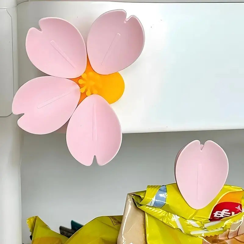 5/10/15/20pcs Cherry Blossom Magnetic Bag Clips, Cute Flower Refrigerator Magnets, Reusable Food Sealing Clips for Snack Bags, Kitchen Storage & Organization Gadgets