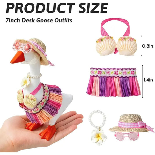 Mini 7-in Fabric Set, 7-Inch Desk Goose Charm, Hawaii Summer Outfit Accessory for Home Office Decor (Unisex), Mini 7" Goose